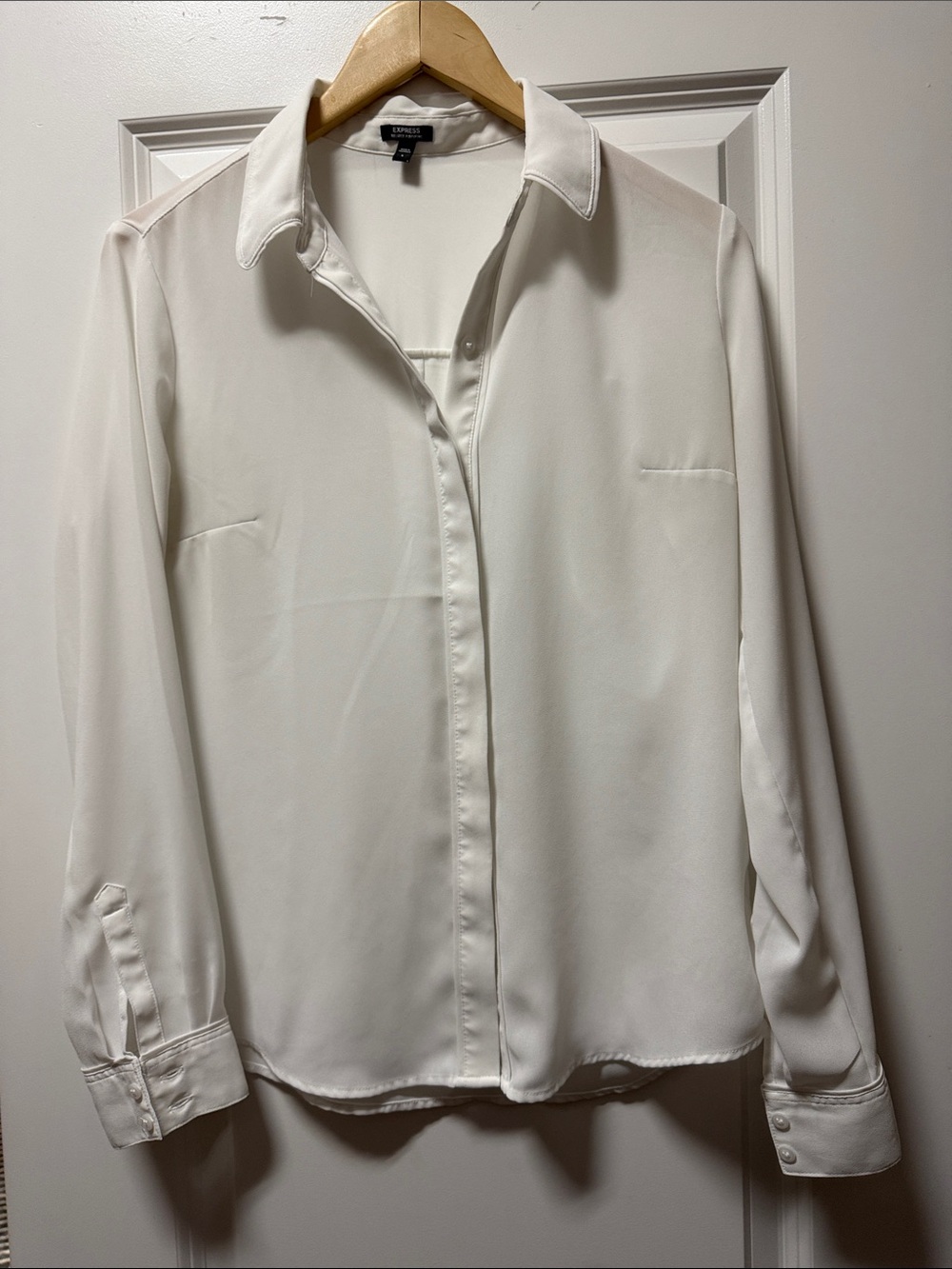 Express Men's Ivory-White Button Front Dress Shirt